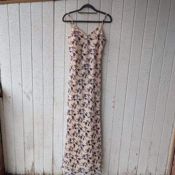 Burn Out Velvet Y2K Strappy Formal Dress Pale Peach and Periwinkle - Picture 2 of 8